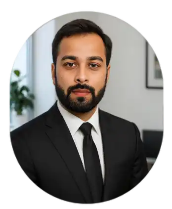 COO of AR Green Solar, professional solar energy expert in business suit, driving operations and growth in Pakistan.