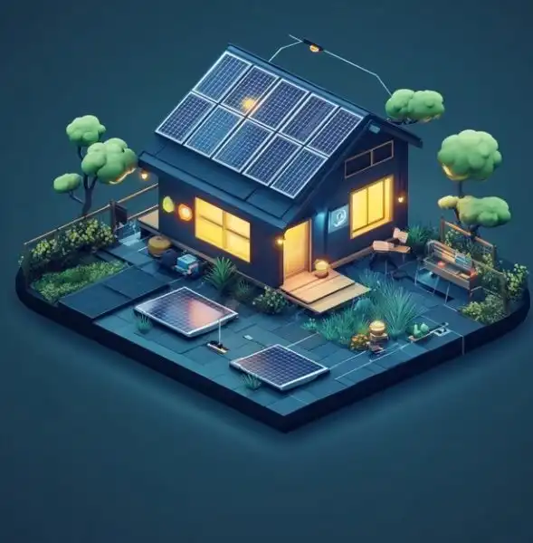 Smart home with rooftop solar panels and net metering system for energy efficiency
